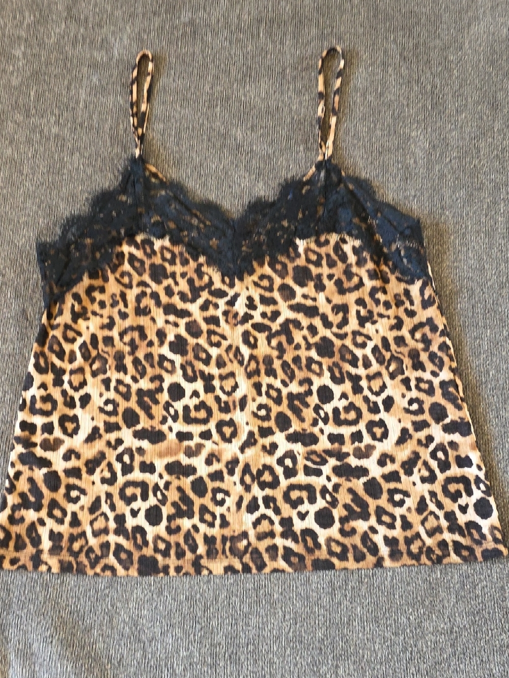 Zara Leopard Cheetah Lace Trim Cami  Camisole Tank Top - Black & Brown
